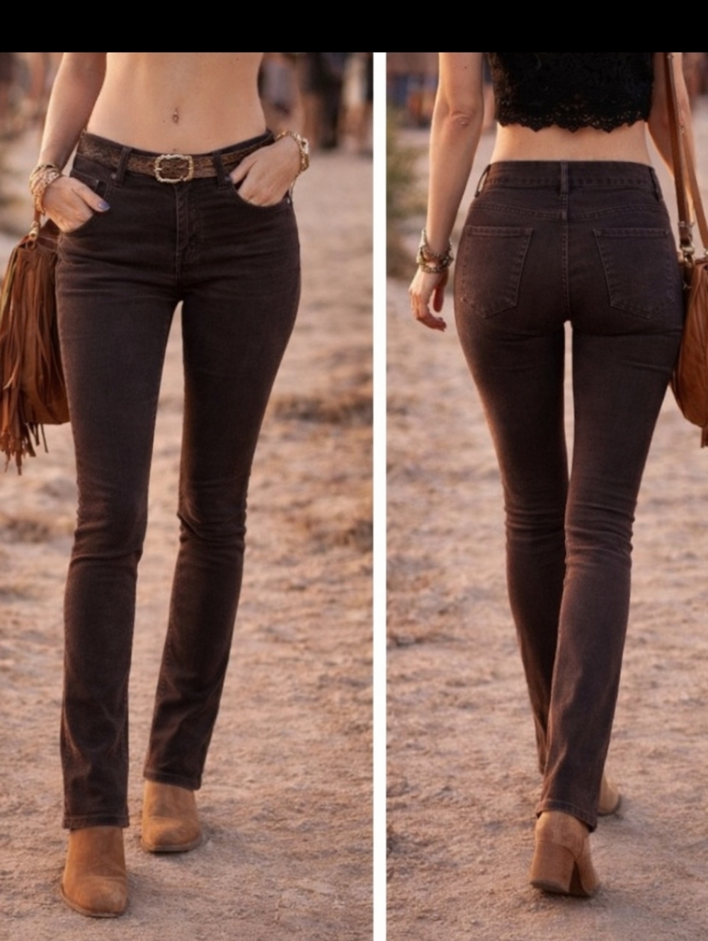 7 For All Mankind Brown Corduroy Skinny Jeans Size 28 Boho Festival Y2K Low Rise